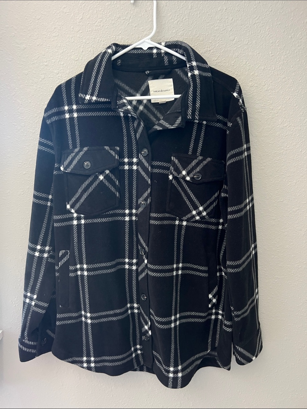 Thread & supply Black and White Plaid Utility Jacket